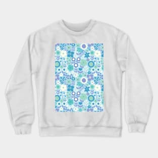 retro florals pattern, 70s groovy blue flowers, flower market, scandinavian florals, blue hues, purple, lilac Crewneck Sweatshirt